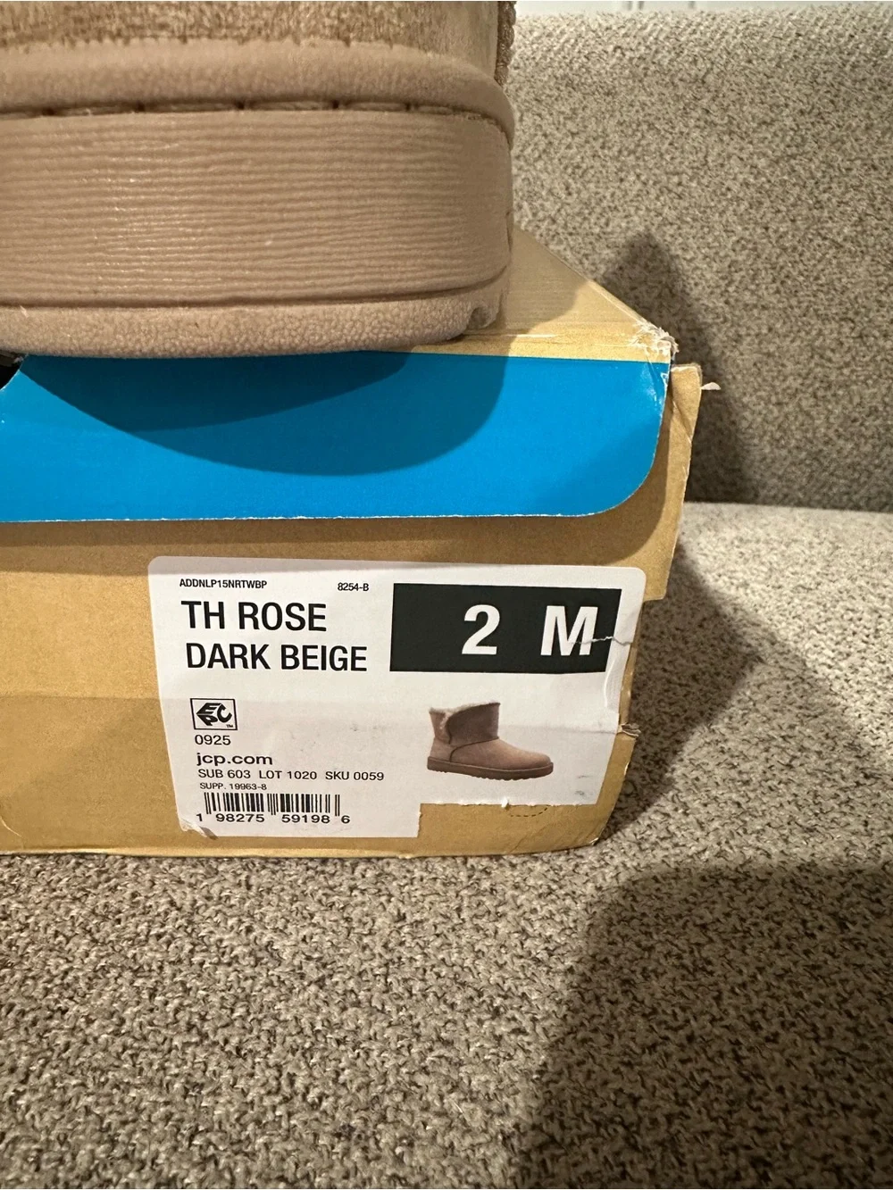 Kids Beige Suede Shearling-Trim Ankle Boots thereabouts size 2m